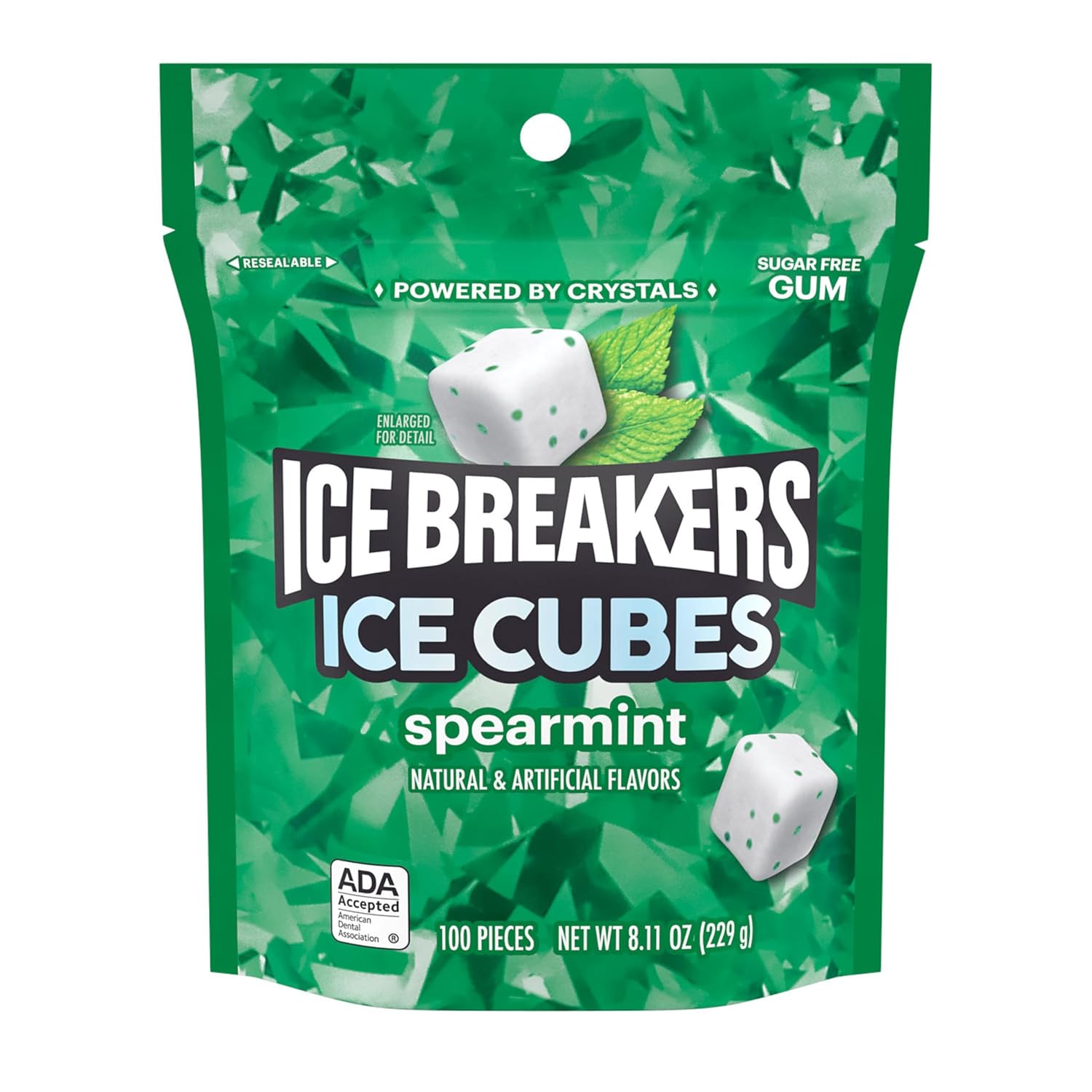 embedded minty cooling crystals for an intense, lasting flavor burst