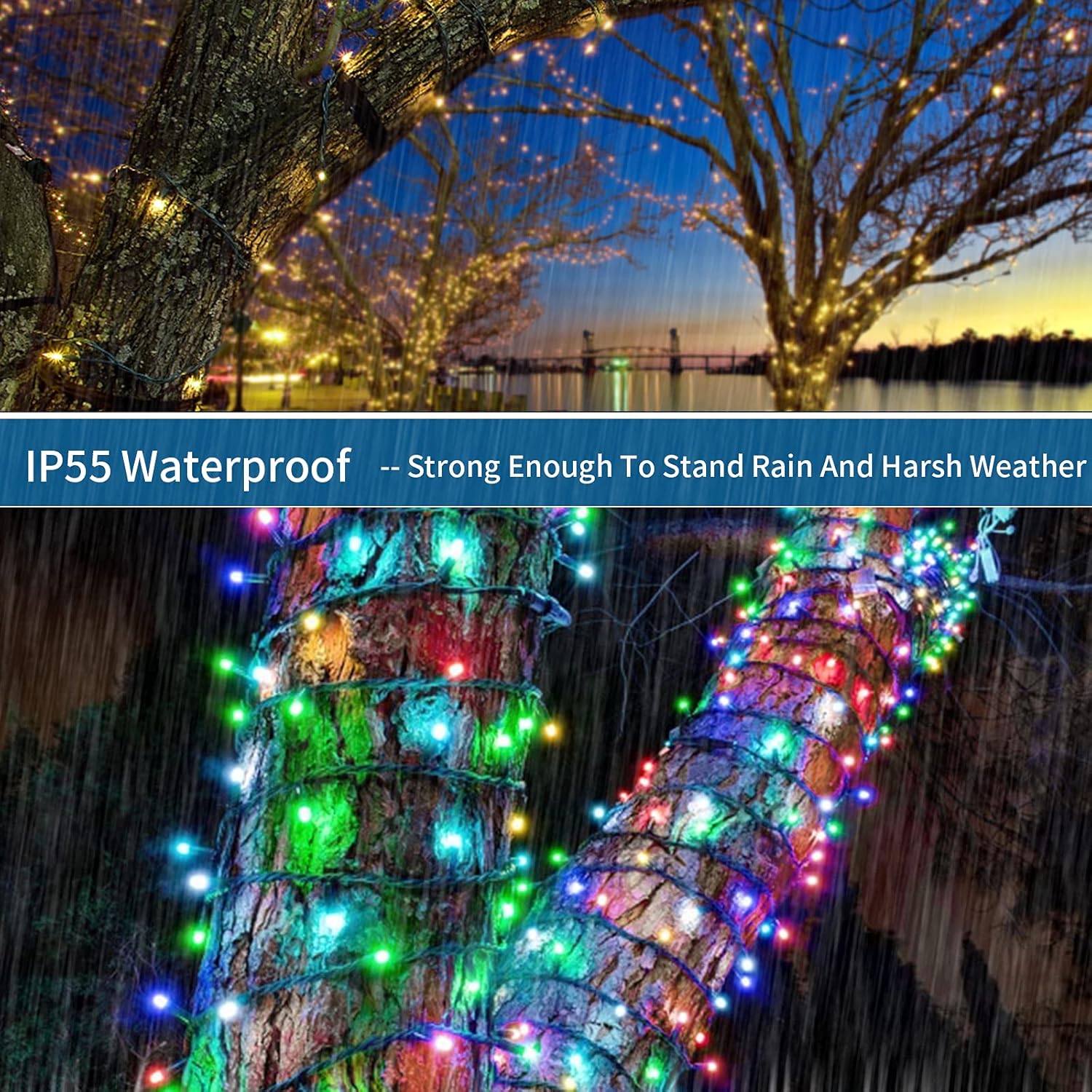 end-to-end connectable design supporting up to 3 linked sets (324ft / 900 leds)