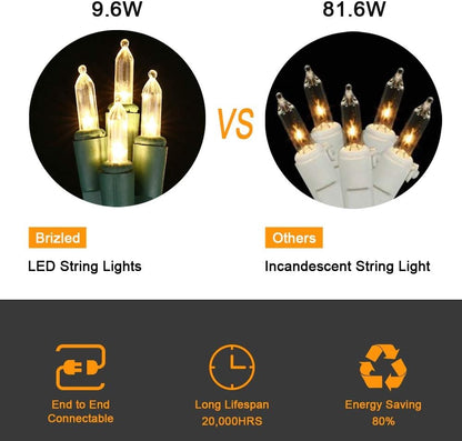 end-to-end connectable up to 22 sets totaling 2,200 lights on a single plug