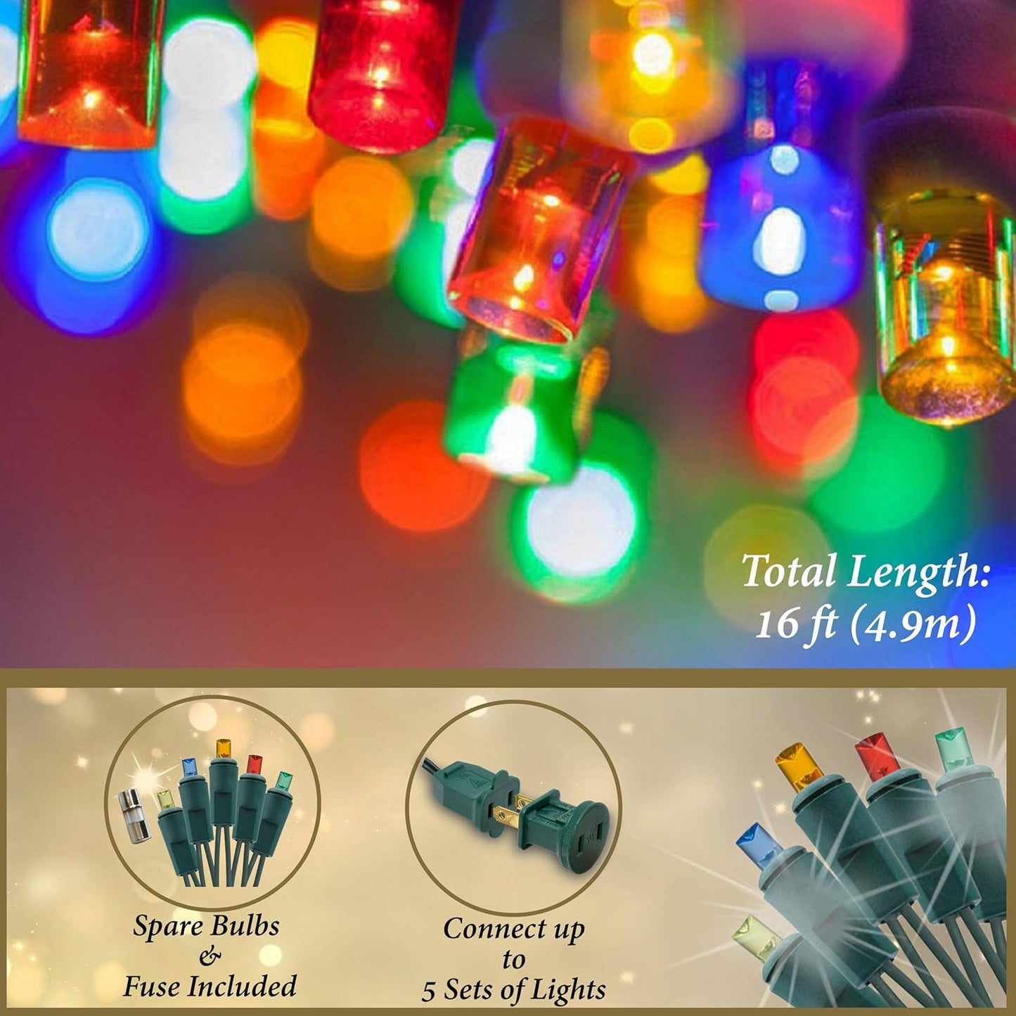 end-to-end connectable up to 45 light strings
