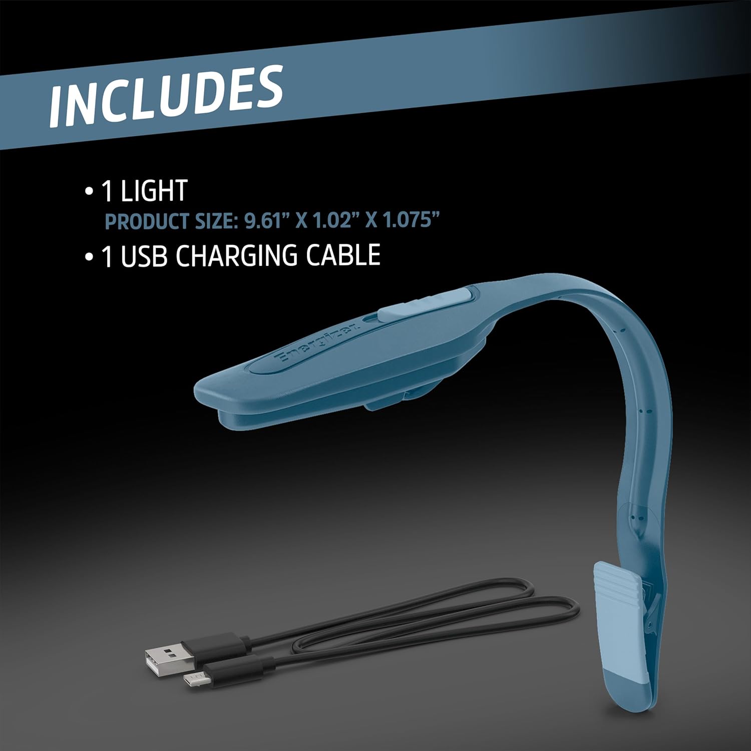 Energizer Flex-R Rechargeable Reading Light – Gift for College Students and Readers, Slim Clip-On Lamp for Dorms and Travel