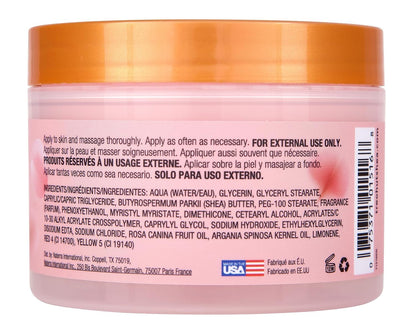 enriched with three key natural oils: shea butter, moroccan argan oil, and rosehip oil