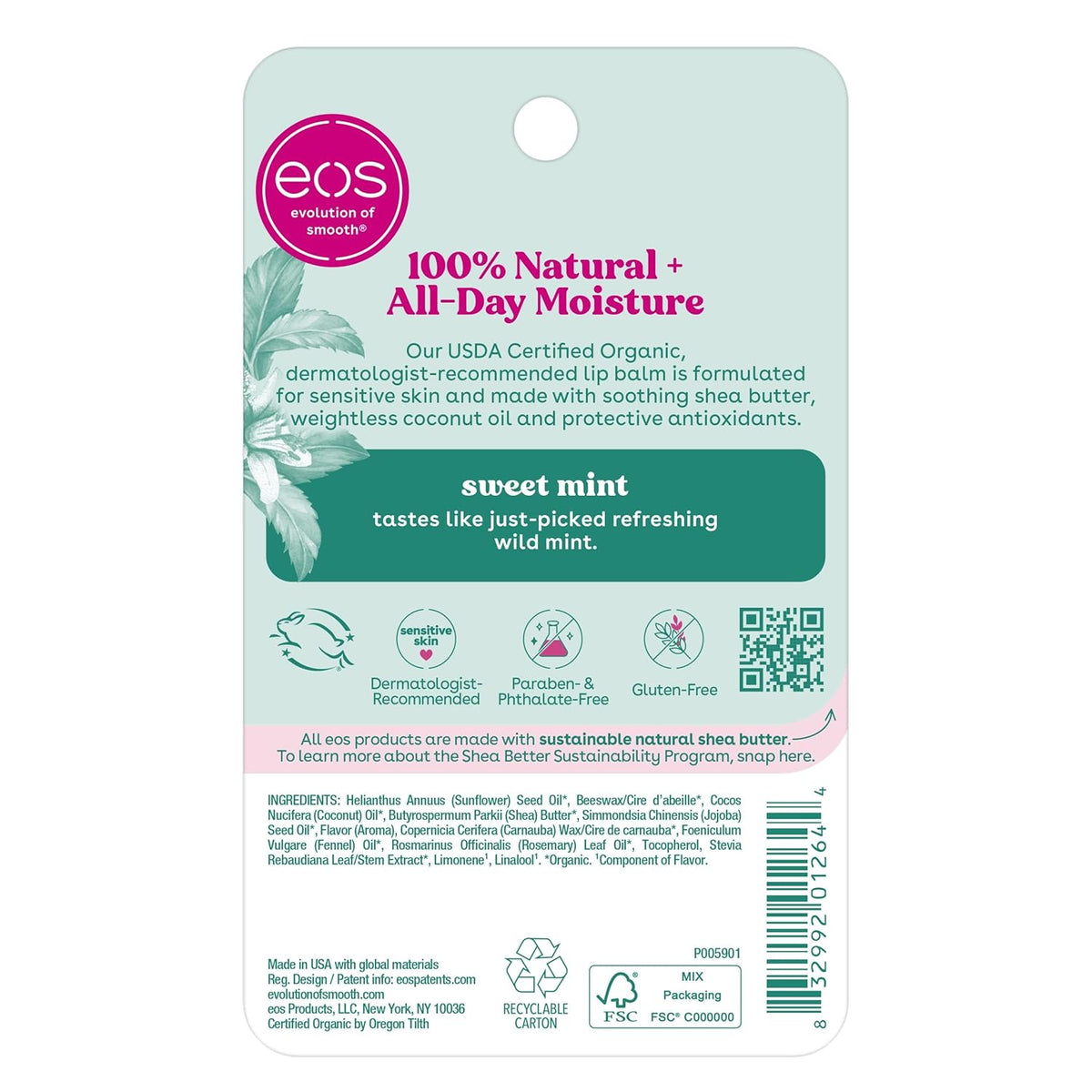 eos Organic Lip Balm Stick 2-Pack - Coconut Milk, School-Aged Teen Daily Carry, Dermatologist-Tested Clean Formula