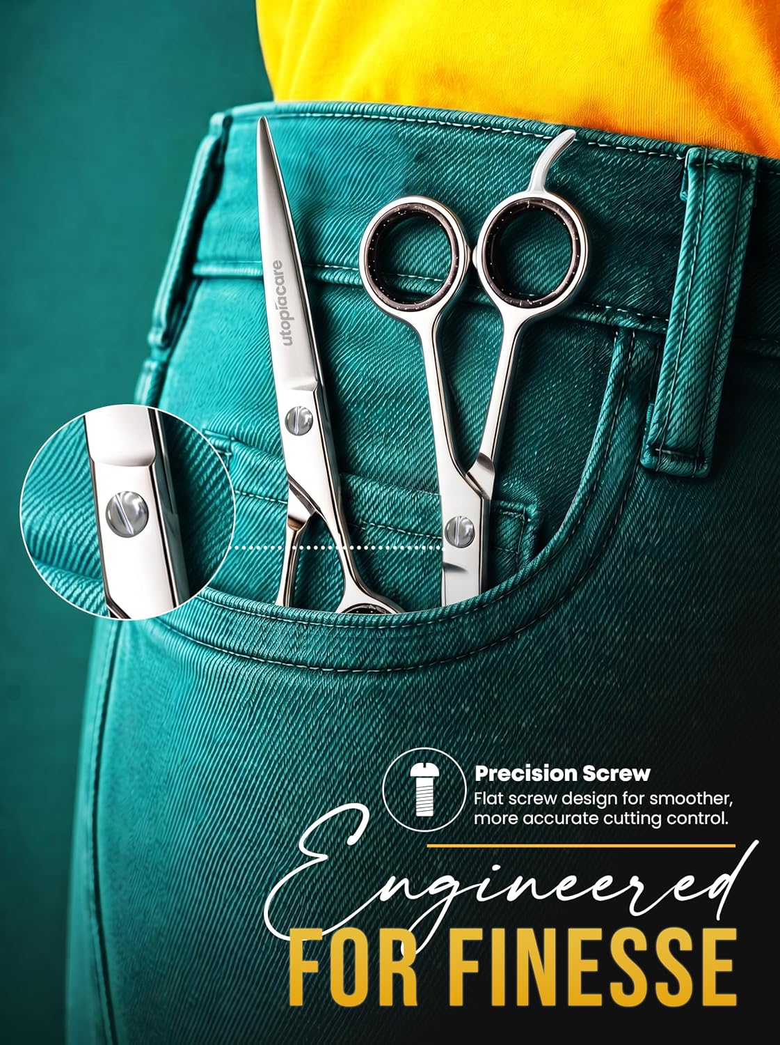 Premium Hair Cutting Scissors 6.5inch Stainless Steel – Unique Gift for Hairstylists and Best Friends, Premium Black Hair Shears with Leather Case