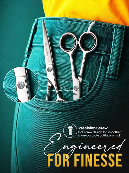 Premium Hair Cutting Scissors 6.5inch Stainless Steel – Unique Gift for Hairstylists and Best Friends, Premium Black Hair Shears with Leather Case