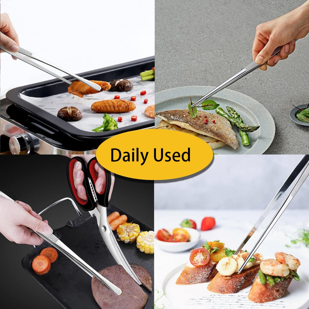ergonomic handle shape with blunt, safe tips that grip food securely