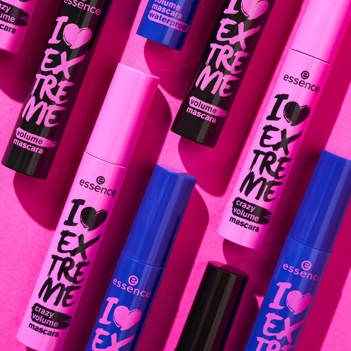 essence I Love Extreme Volume Waterproof Mascara – Beach & Picnic Lash Essential, Saltwater-Resistant Fiber Brush Volumizer