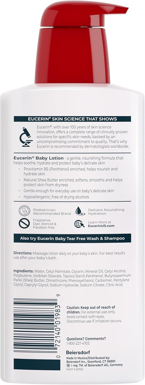 Eucerin Baby Body Lotion – Nourishing Daily Ritual for Baby's Sensitive Skin Comfort, 13.5 Fl Oz