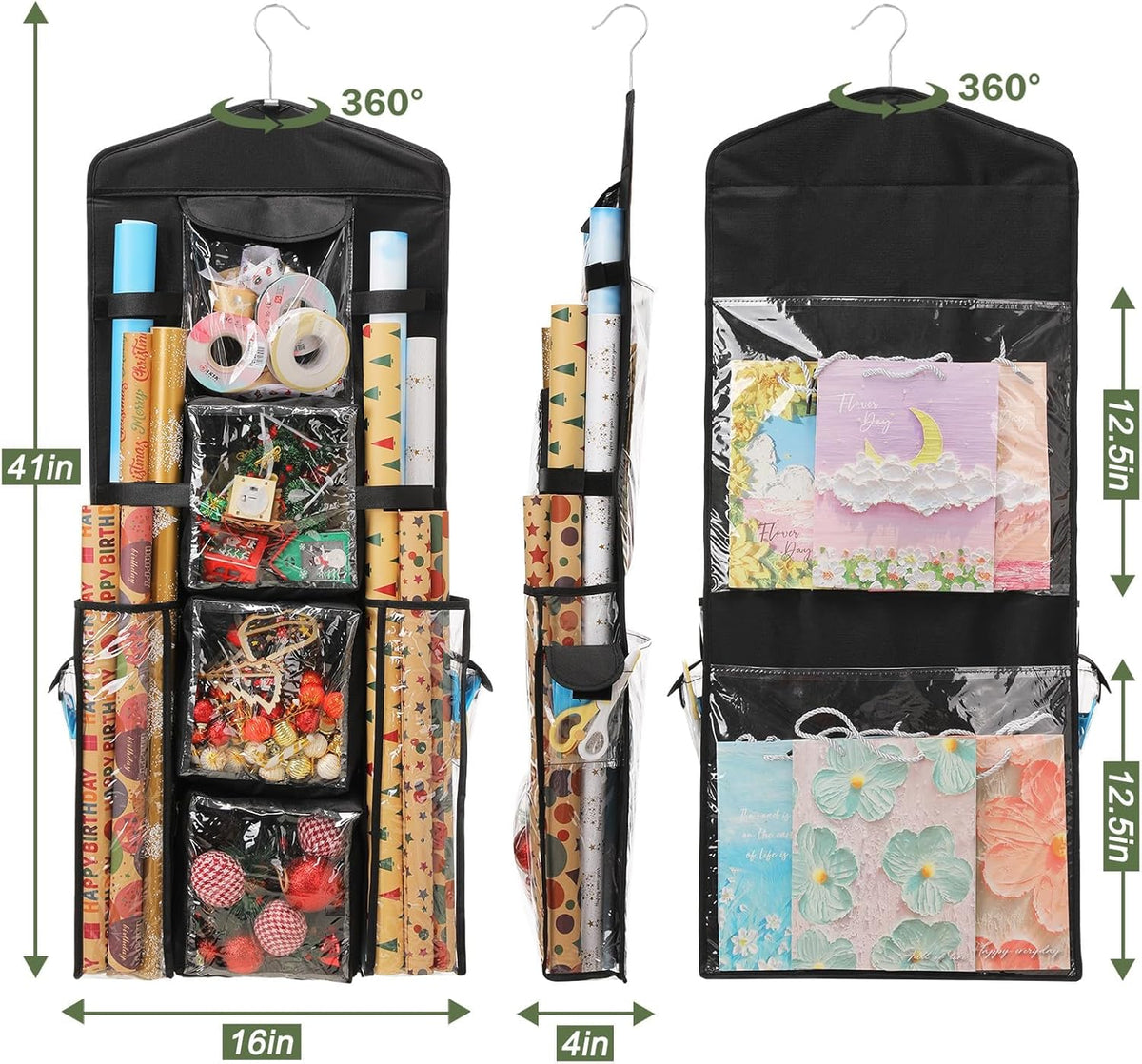 EXLIFBAG 10-Pocket Hanging Organizer – Simple Holiday Storage with Transparent Visibility