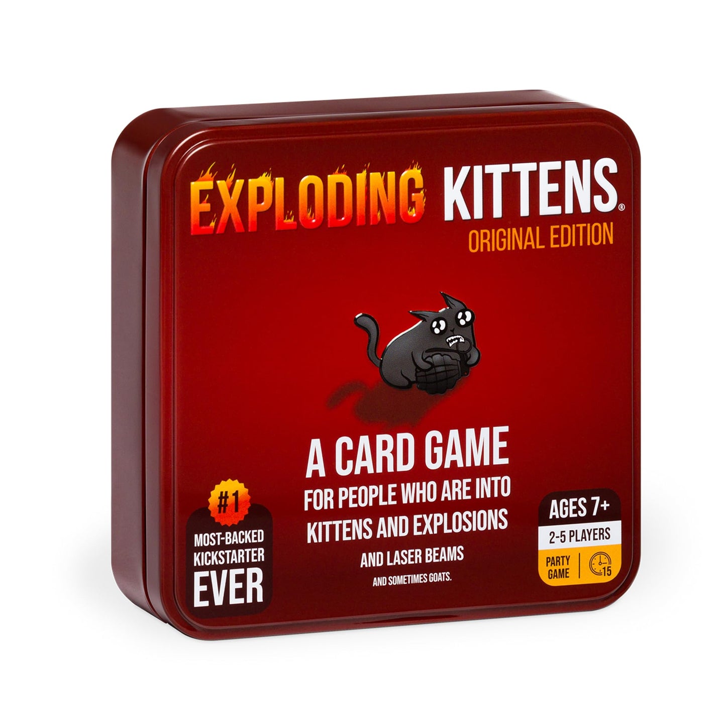 Exploding Kittens Original Edition in Collectible Tin - Fun &amp;amp; Hilarious Card Game for Kids and Adults, Ideal for Party Family Game Night and Party, 56 Cards Included