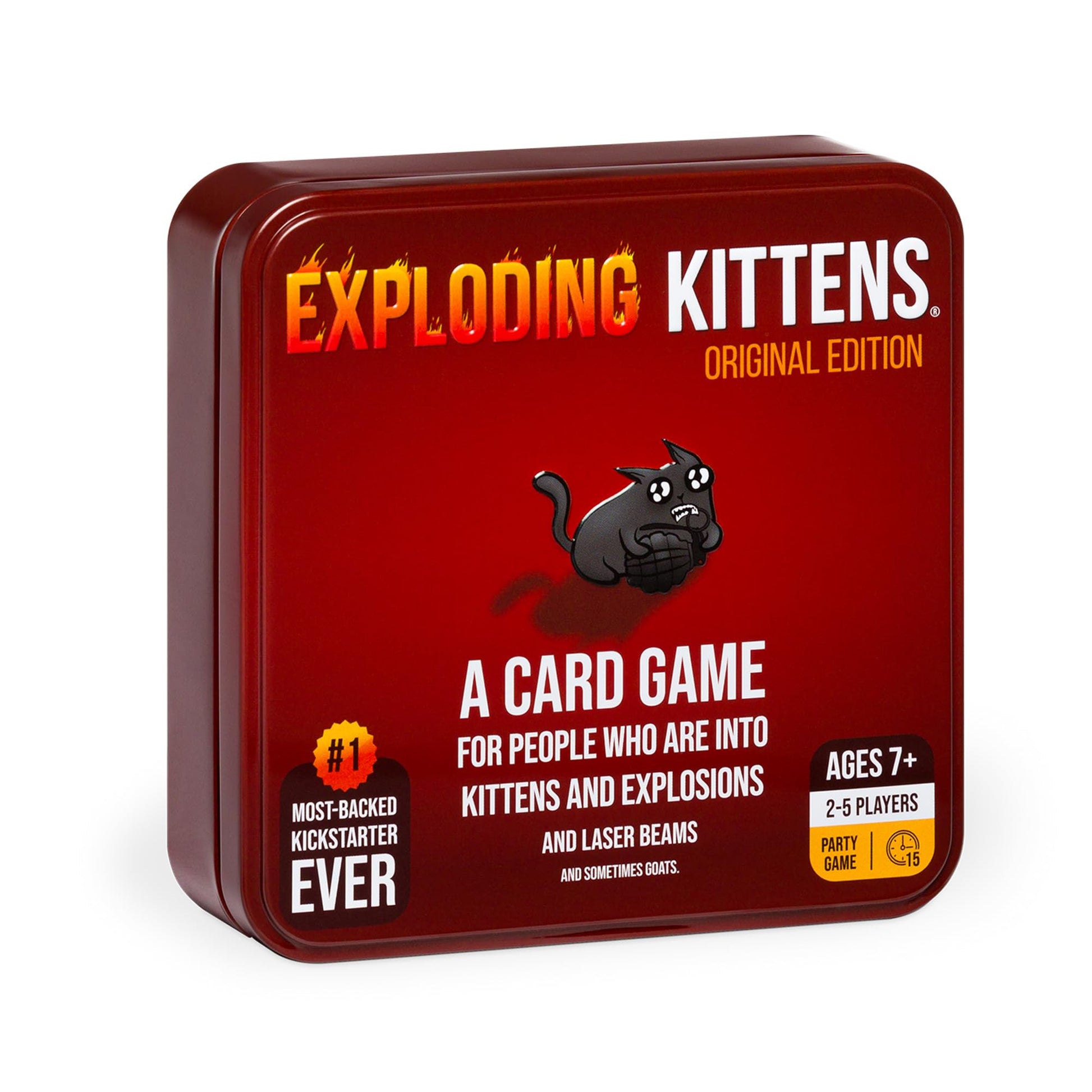 Exploding Kittens Original Edition in Collectible Tin - Fun &amp;amp; Hilarious Card Game for Kids and Adults, Ideal for Party Family Game Night and Party, 56 Cards Included