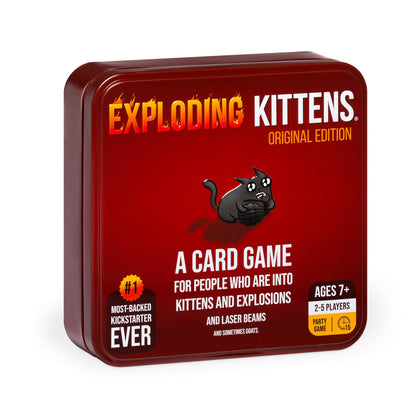 Exploding Kittens Original Edition in Collectible Tin - Fun &amp;amp; Hilarious Card Game for Kids and Adults, Ideal for Party Family Game Night and Party, 56 Cards Included