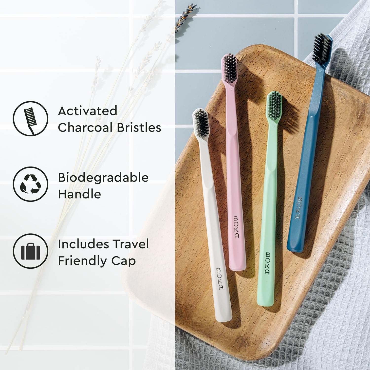 extra-soft, long tapered bristle design optimized for gumline and between-teeth cleaning