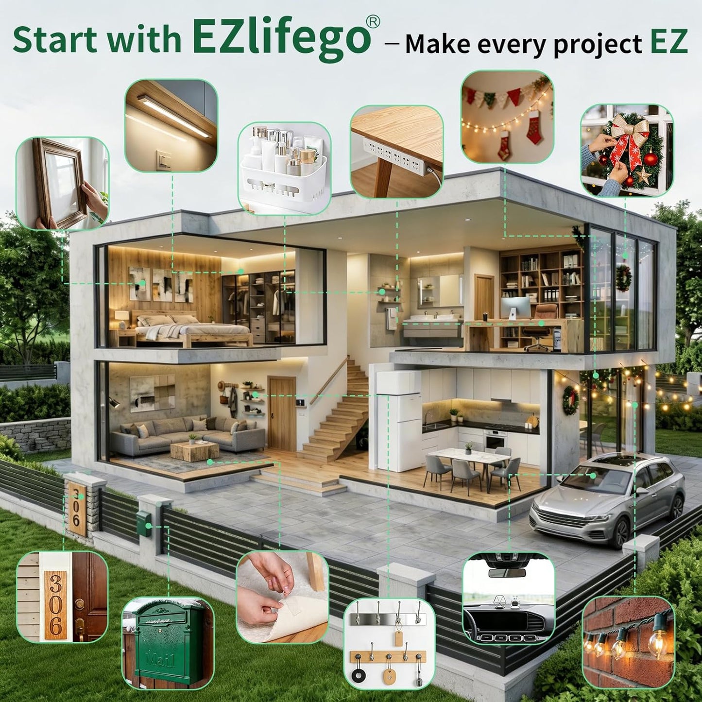 EZlifego Clear Gel Tape for Storefront Window Displays, Weather Resistant Double Sided Mounting for Seasonal Promotions