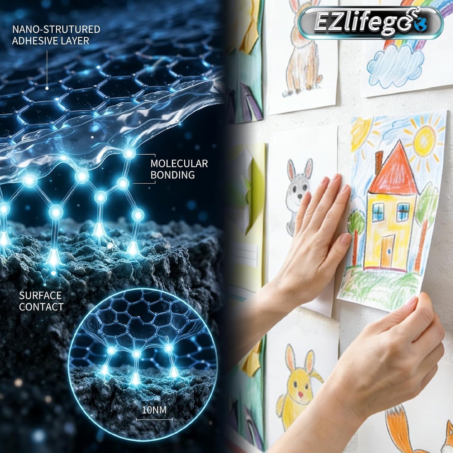 EZlifego Clear Gel Tape for Storefront Window Displays, Weather Resistant Double Sided Mounting for Seasonal Promotions
