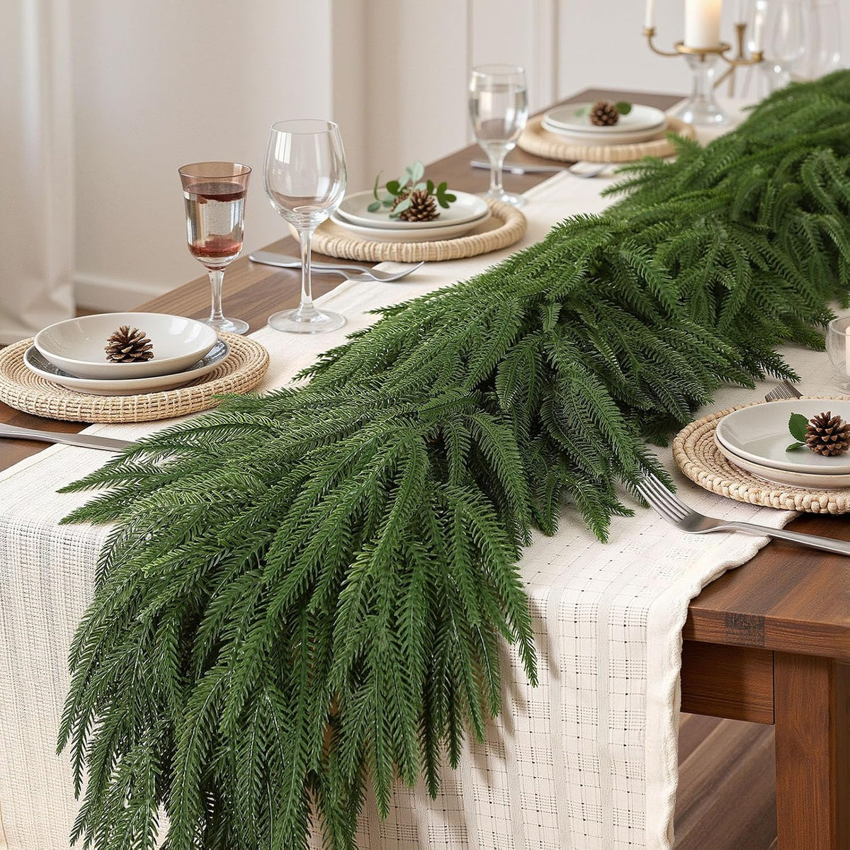 Alupssuc 9FT PE Pine Garland – Fade-resistant Greenery for Covered Porches, Outdoor Events, and Seasonal Displays