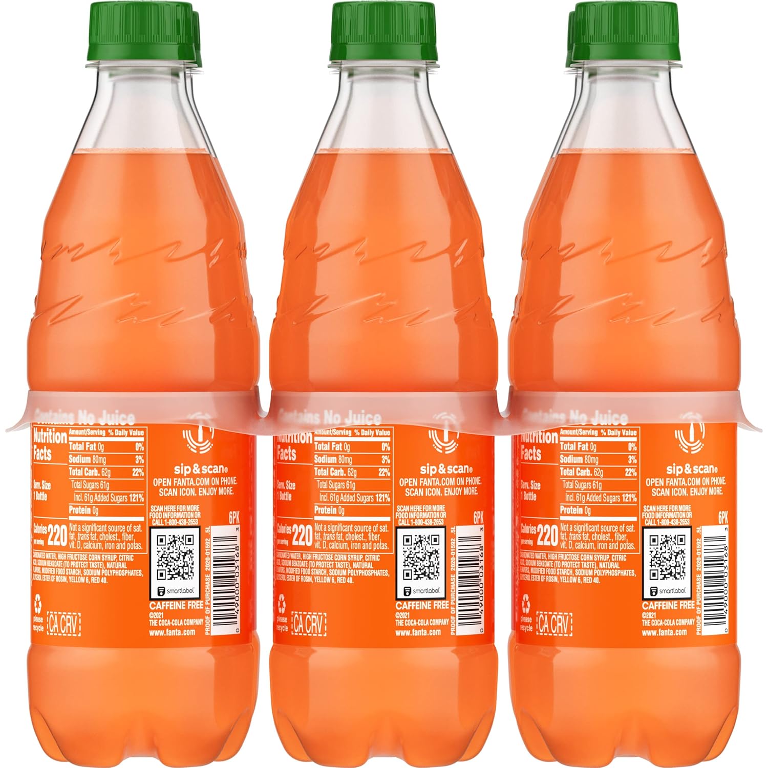 Fanta Orange Soda – After-School Snack Pairing, 6 Pack of 16.9 fl oz Naturally Flavored Bottles