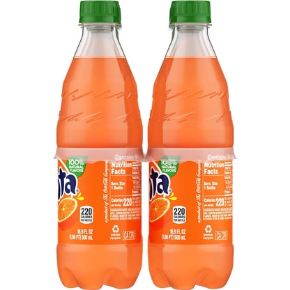 Fanta Orange Soda – After-School Snack Pairing, 6 Pack of 16.9 fl oz Naturally Flavored Bottles