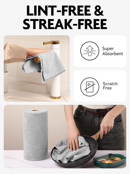Fantasticlean Microfiber Cleaning Towel Roll – 150 Pack Coordinated Hues for Open-Plan Home Display