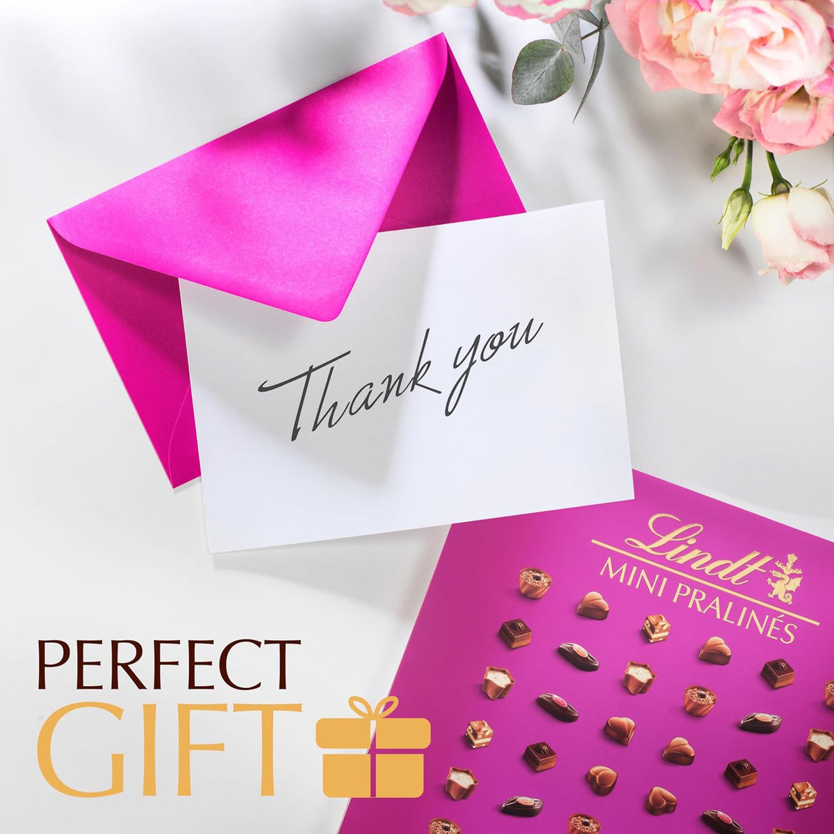 features assorted fillings including hazelnut, praline, caramel, raspberry, and nougat