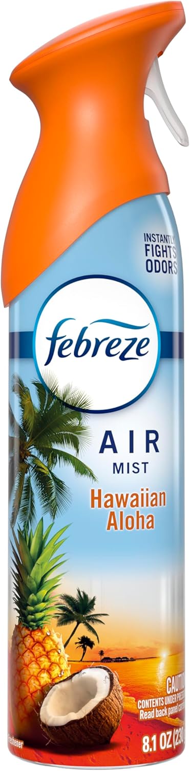 Febreze Air Mist Hawaiian Aloha – Focus-Boosting Room Spray for Home Office and Study Desk, 8.1oz 6-Pack