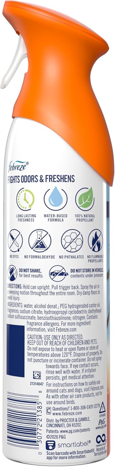 Febreze Air Mist Hawaiian Aloha – Focus-Boosting Room Spray for Home Office and Study Desk, 8.1oz 6-Pack