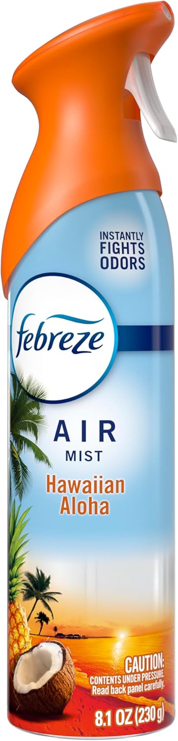 Febreze Air Mist Hawaiian Aloha – Focus-Boosting Room Spray for Home Office and Study Desk, 8.1oz 6-Pack
