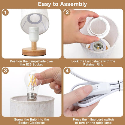 Fenmzee Neutral Table Lamp for Intentional Living - Small Footprint Lamp with Cream Shade and Easy One-Minute Setup