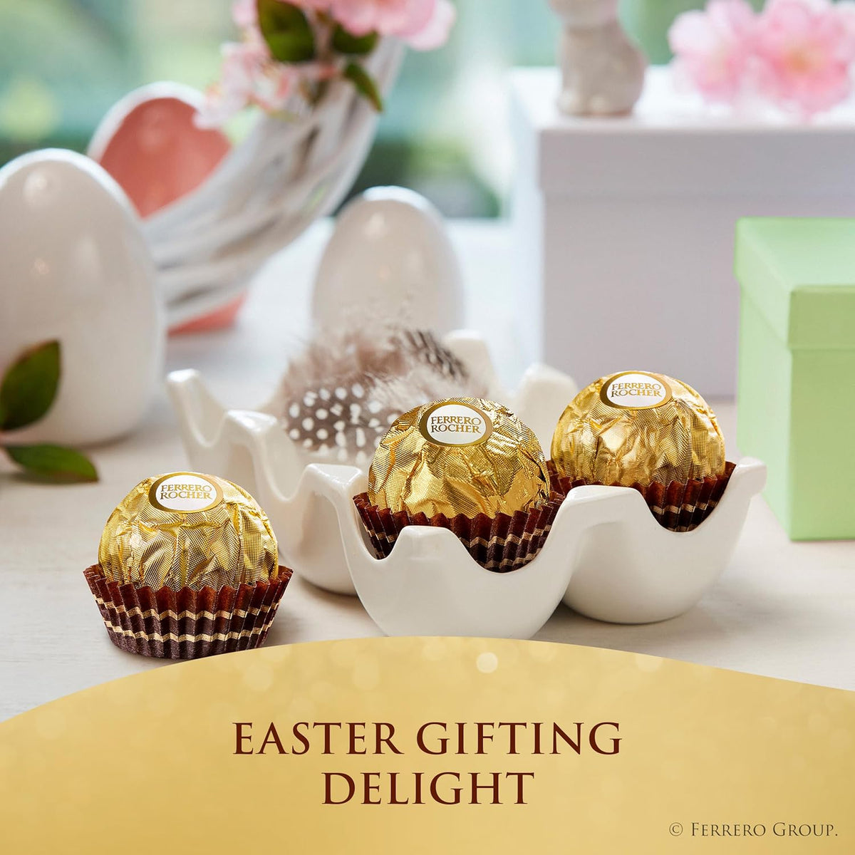 Ferrero Rocher 13 Piece Hazelnut Chocolate Bunny Box – Last-Minute Easter Basket Stuffer and Brunch Hostess Gift
