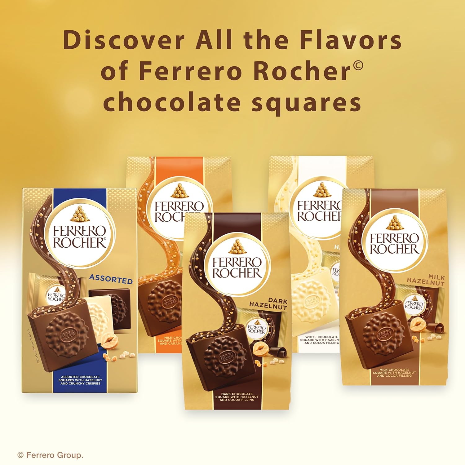 Ferrero Rocher Milk Chocolate Hazelnut Squares – Individually Wrapped Squares for Personal Self-Care Moments at Home