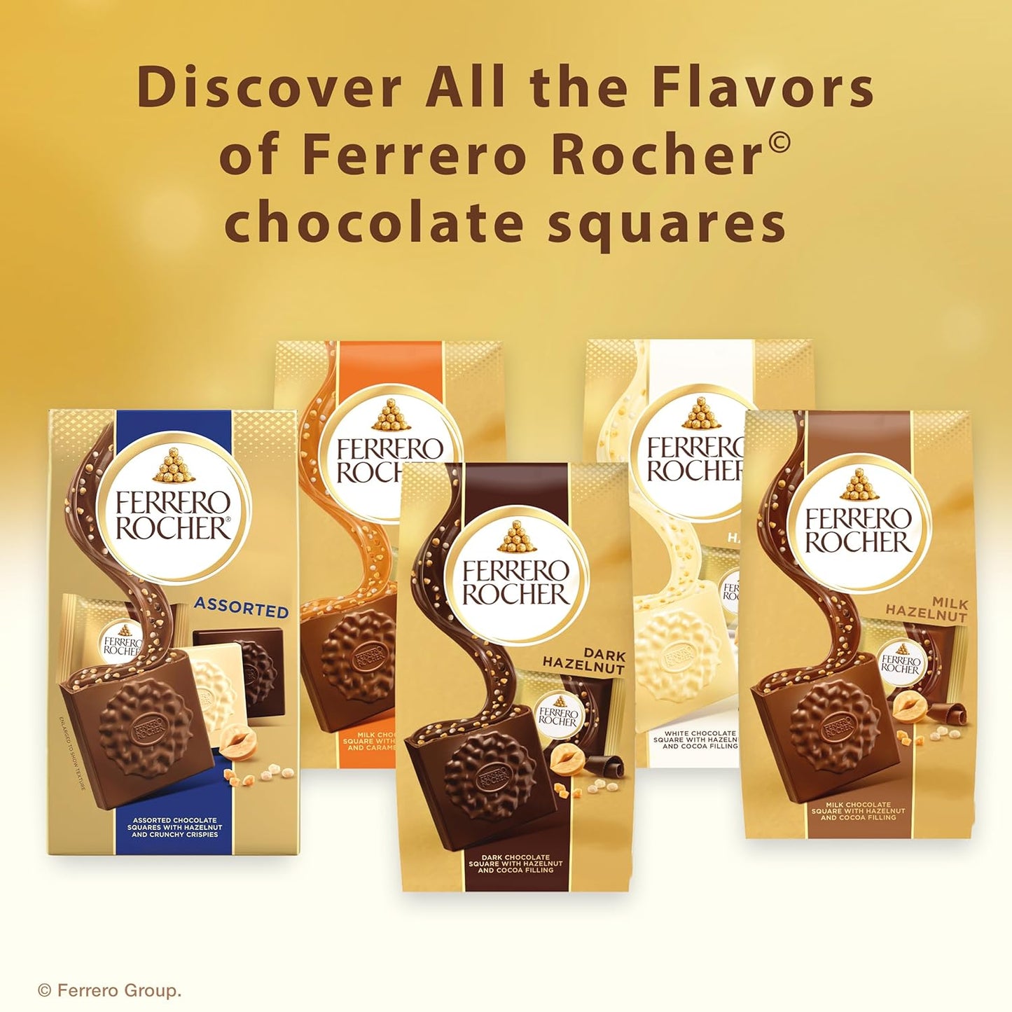 Ferrero Rocher Premium Caramel Hazelnut Chocolate Squares – Calm Wind-Down Snack for Quiet Nights and Cozy Reading Time, 3.7 oz