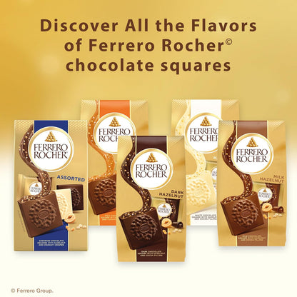 Ferrero Rocher Premium Caramel Hazelnut Chocolate Squares – Calm Wind-Down Snack for Quiet Nights and Cozy Reading Time, 3.7 oz
