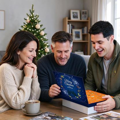 festive printed christmas countdown box that doubles as gift packaging — no wrapping required