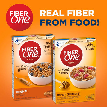 Fiber One Honey Clusters Cereal – Daily Digestive Wellness Staple, Morning Routine High-Fiber Bowl