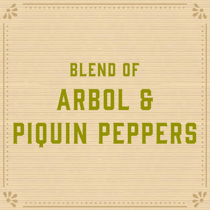 fiery heat from a blend of arbol and piquin peppers