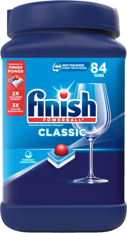 Finish Classic Dishwasher Pods 84 ct. – Less-Is-More Compact Kitchen, Pre-Measured Pods With No Plastic Waste