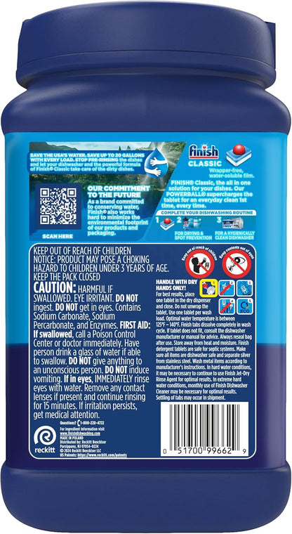 Finish Classic Dishwasher Pods 84 ct. – Less-Is-More Compact Kitchen, Pre-Measured Pods With No Plastic Waste