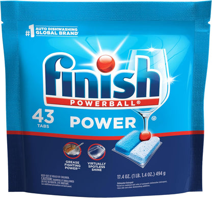 Finish Power Dishwasher Pods for Eco-Conscious Kitchens, Resealable Bag for a Cleaner Daily Ritual