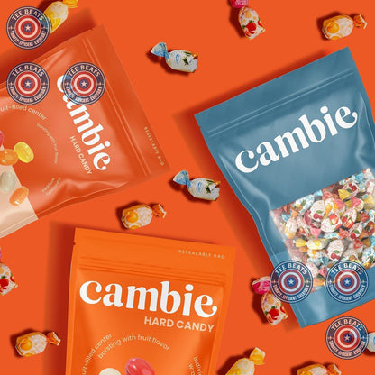 five assorted fruit flavors: strawberry, cherry, pineapple, orange, and lemon