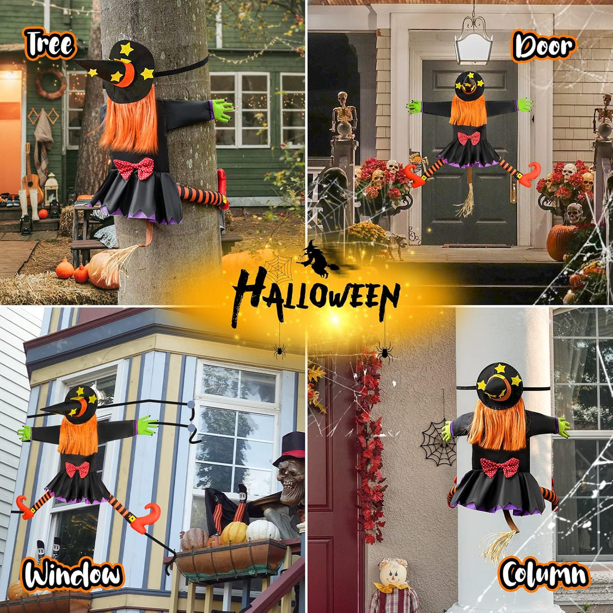 FestiveFlo Flying Crashed Witch Prop – Thoughtful Housewarming Present for Fall Season and Halloween Enthusiasts