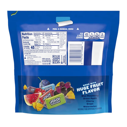 five-flavor assorted fruit lineup: watermelon, green apple, cherry, grape, blue raspberry