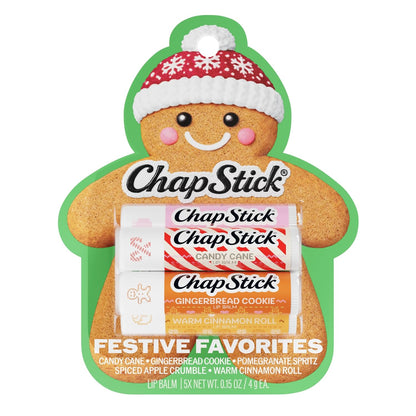 five holiday-themed flavor sticks per pack (candy cane, gingerbread cookie, pomegranate spritz, spiced apple crumble, warm cinnamon roll)
