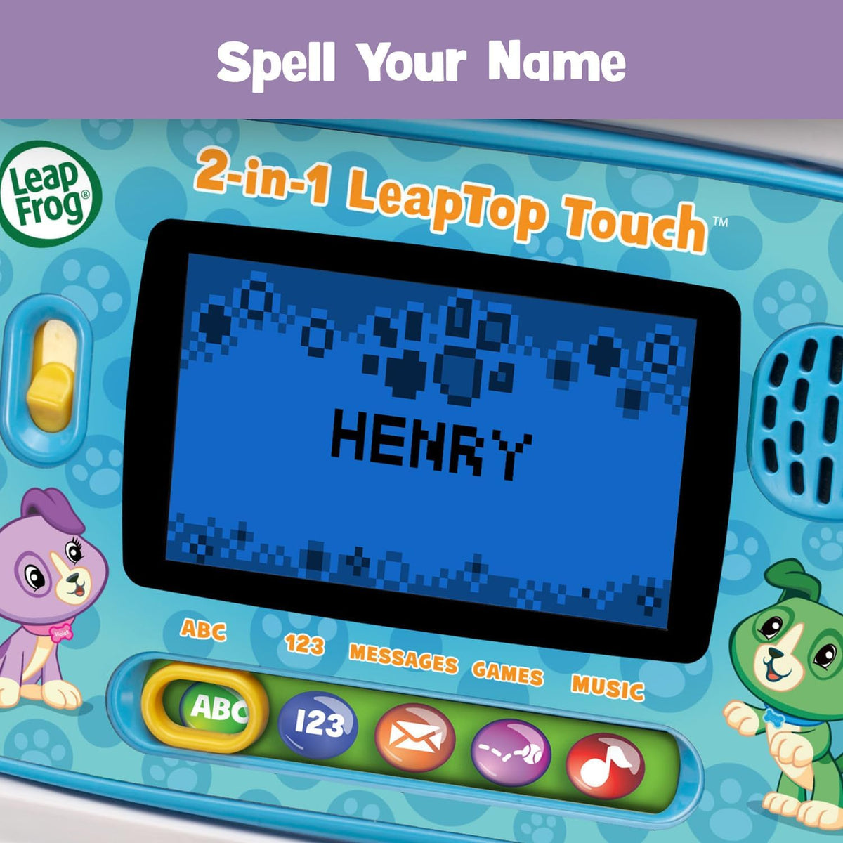 five learning modes covering abcs, numbers, games, music, and messages