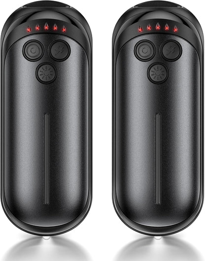 Rechargeable Hand Warmers 2 Pack - Ergonomic Pocket Warmers for Hiking, Fishing, Hunting, Winter Events