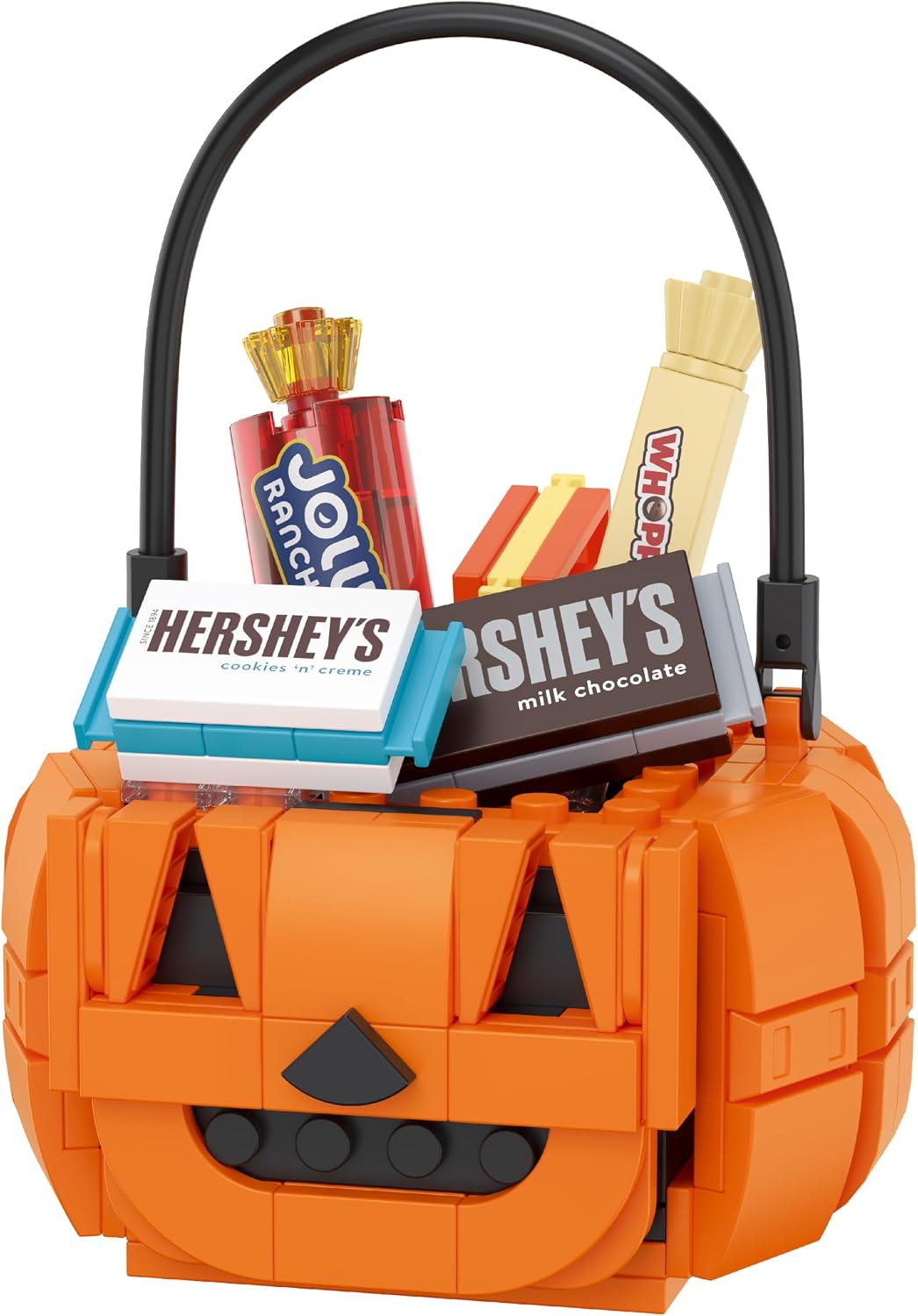 five officially licensed hershey's mini chocolate builds (milk chocolate, cookies 'n' creme, reese's, jolly rancher, whoppers)