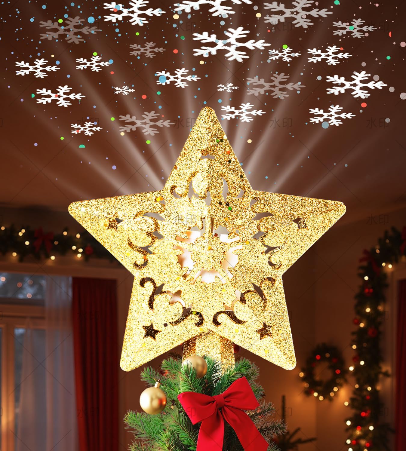 five-pointed star pentagram shape with golden or silver reflective finish