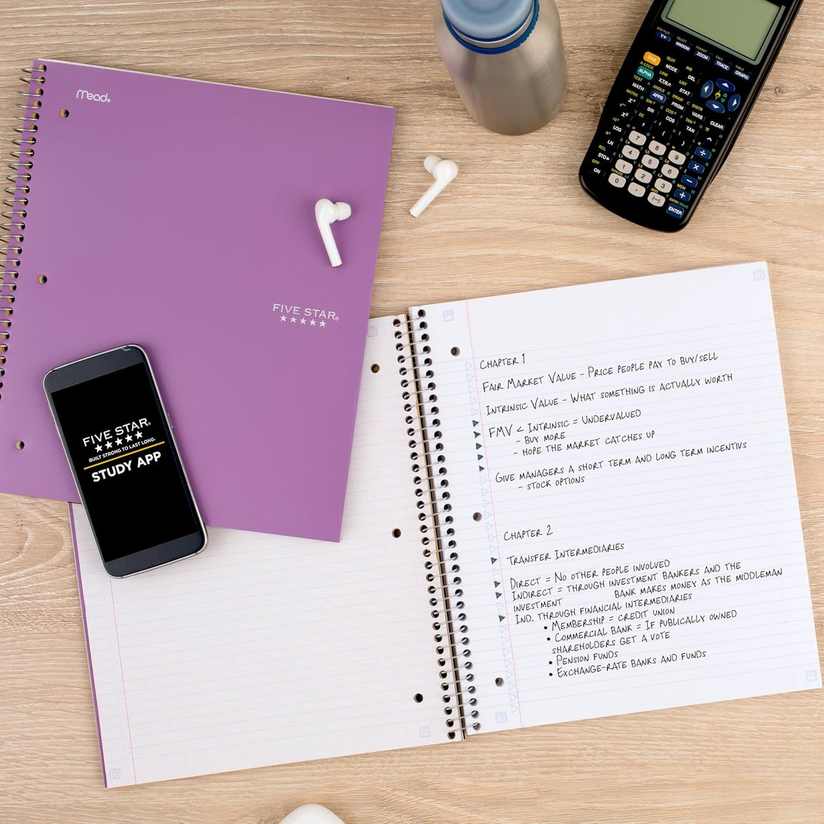 Five Star Spiral Notebook + Study App – College Ruled Focus Notebook for Lecture Hall Note-Taking, 4 Pack