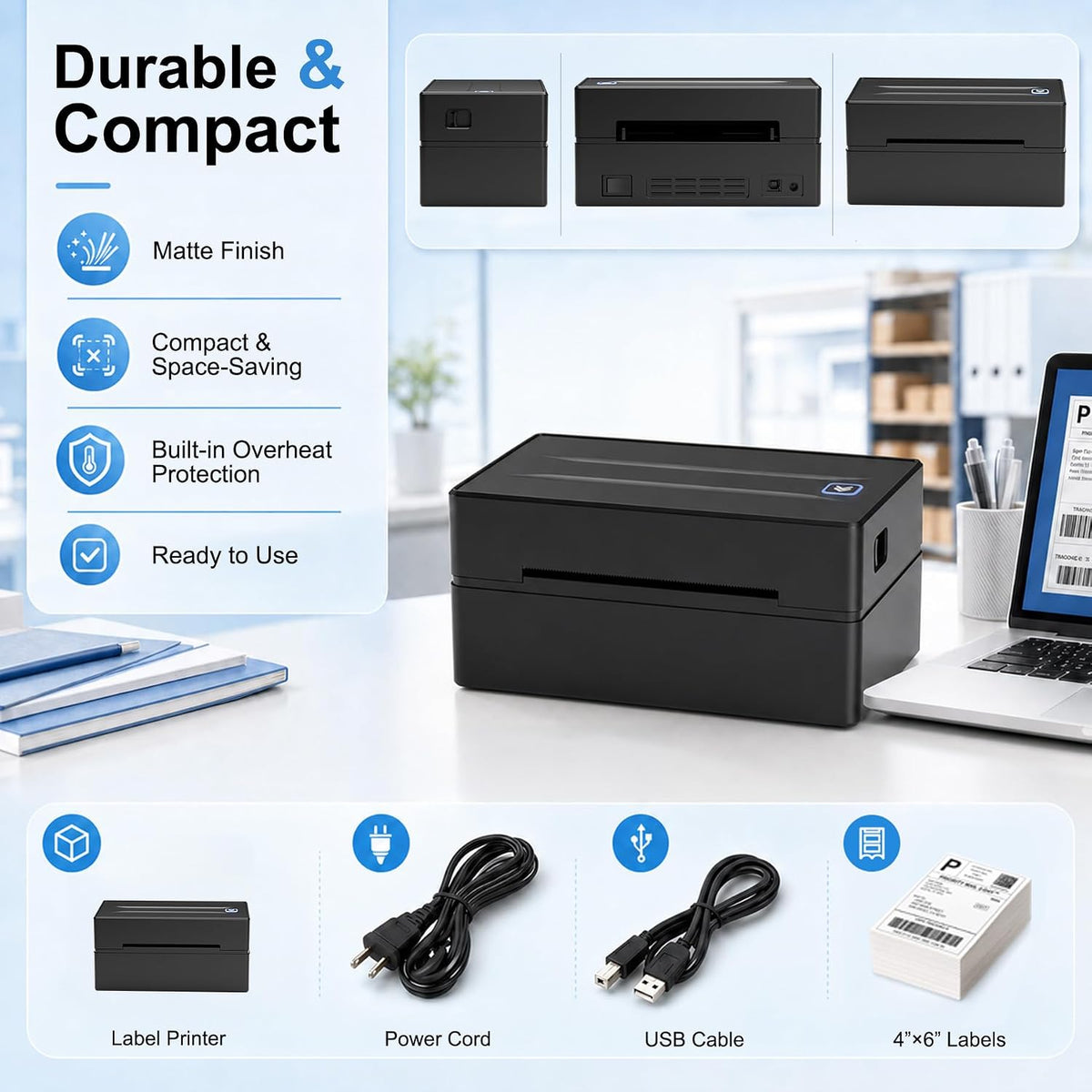 FlashLabel Pro Bluetooth Shipping Label Printer – 72 Labels per Minute Desktop Label Maker for E-Commerce Fulfillment Workflows