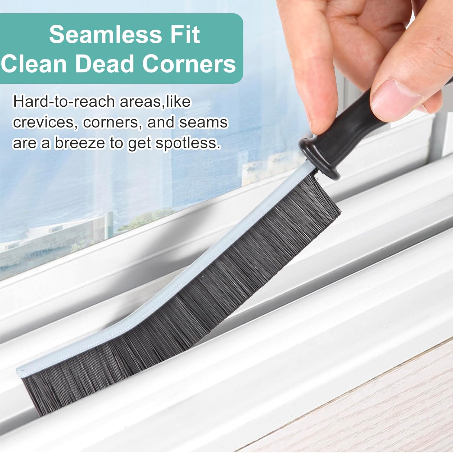 flat, rectangular brush head (9.3" x 5") designed for crevice penetration