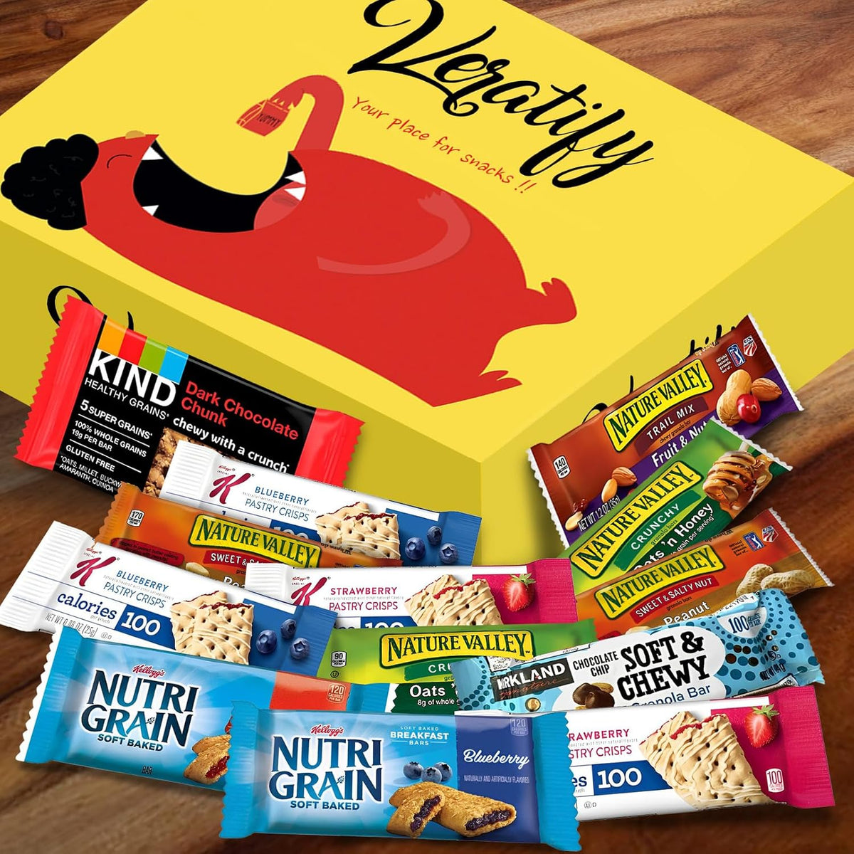 flavors include peanut butter, chocolate chip, oat and honey, sweet and salty, fruit and nut trail mix, apple cinnamon, and sea salt with chia